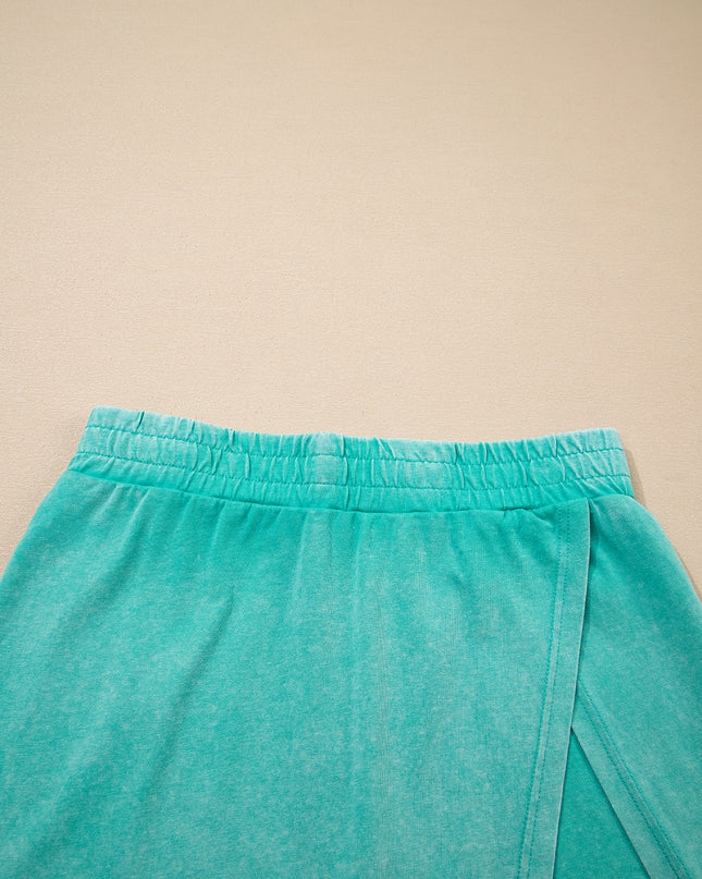Myosotis 2 Pieces Cotton Tank Top Lined Split Skirt Set