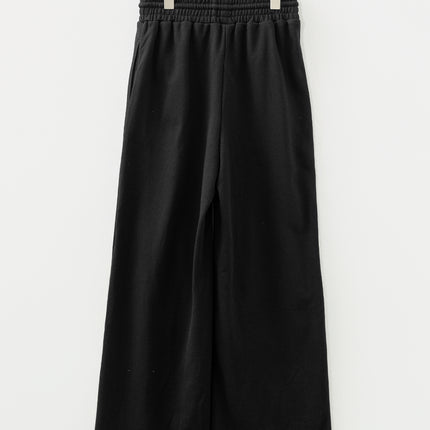 Black Seamed Drawstring High Waist Wide Leg Sweatpants