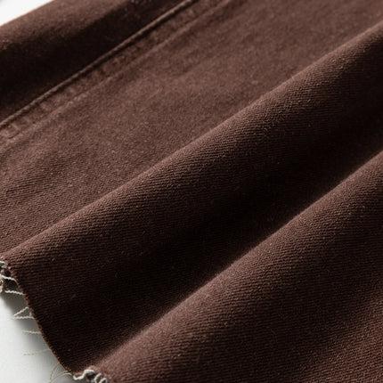 Dark Brown Retro Washed Patch Pocket Loose Jeans