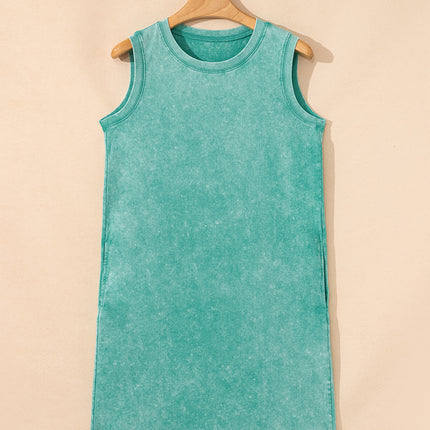 Sea Green Tank Mini Dress with Pockets