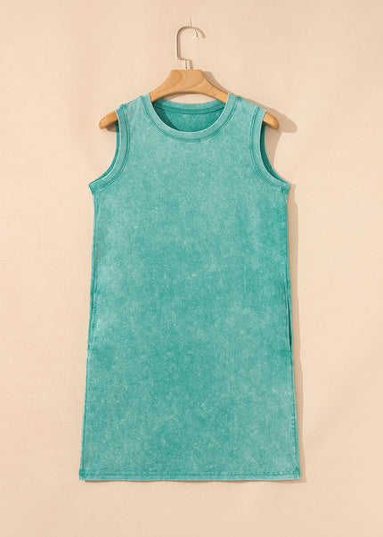 Sea Green Tank Mini Dress with Pockets