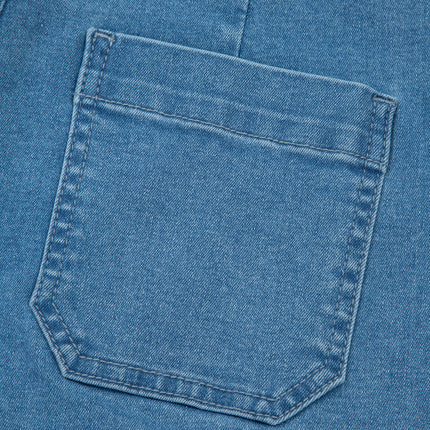 Dusk Blue Retro Washed Patch Pocket Loose Jeans