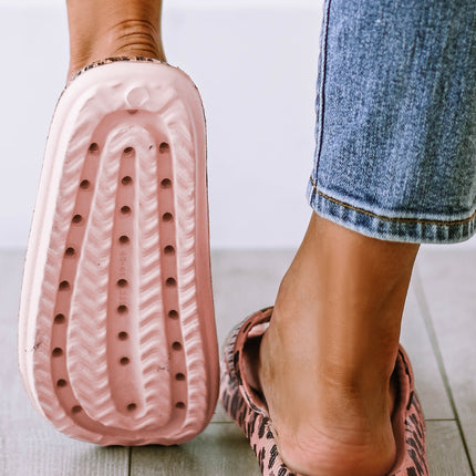 Black Print Thick Sole Slip On Slippers