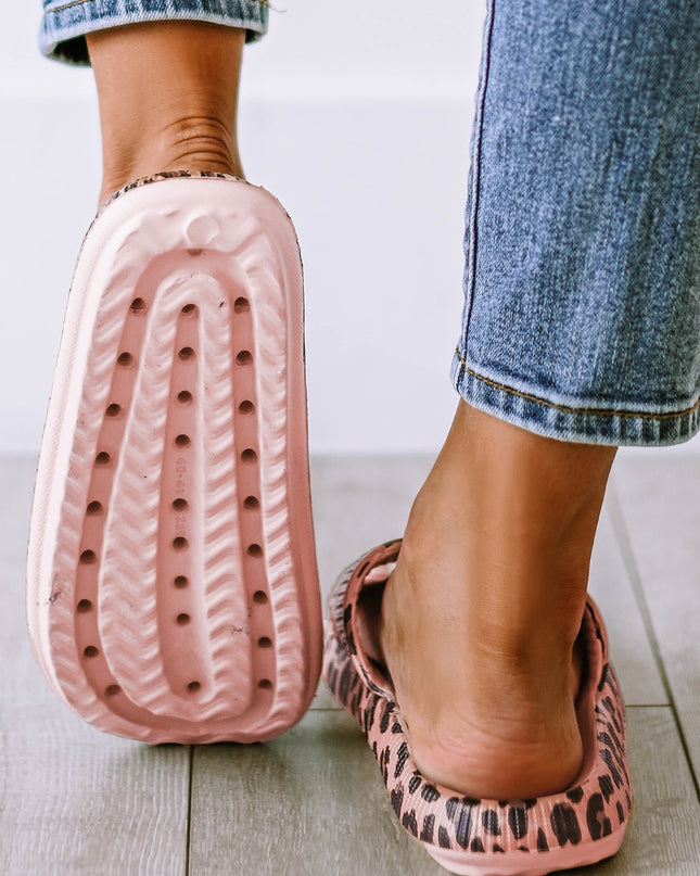 Black Print Thick Sole Slip On Slippers