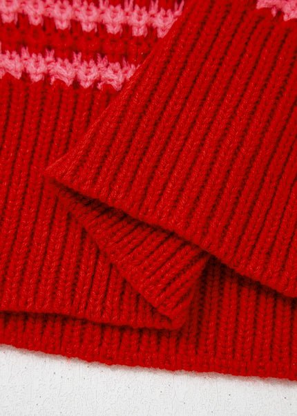 Red 3/4 Draped Sleeve Slouchy Sweater