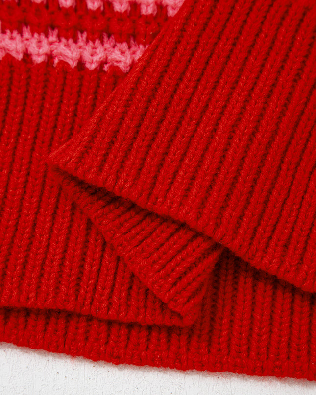 Red 3/4 Draped Sleeve Slouchy Sweater