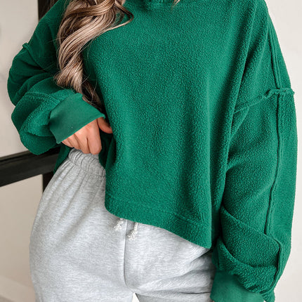 White Sherpa Fleece Drop Shoulder Hoodie