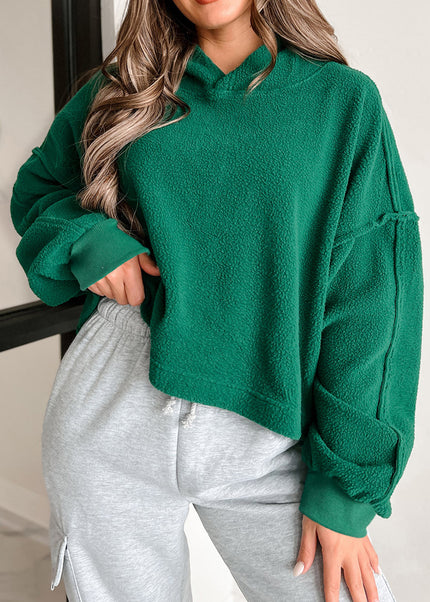 White Sherpa Fleece Drop Shoulder Hoodie