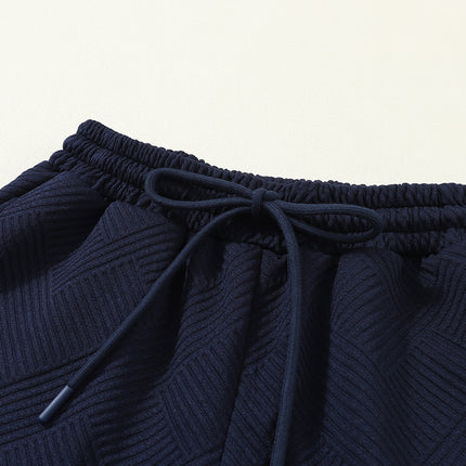 Navy Blue Ultra Loose Textured 2pcs Slouchy Outfit Set