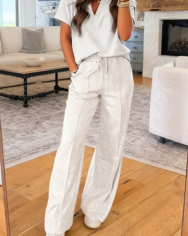 Light Grey Polo Tee Casual Pant Set