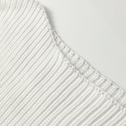 White Asymmetric Neck Drop Shoulder Baggy Slouchy Sweater