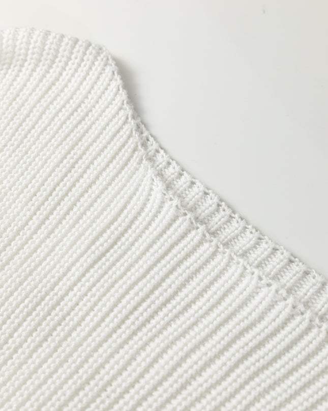 White Asymmetric Neck Drop Shoulder Baggy Slouchy Sweater