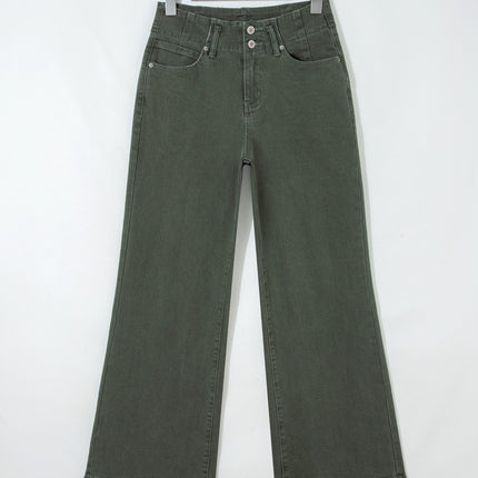 Mist 2-Button High Waist Flared Bottom Jeans