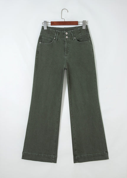 Mist 2-Button High Waist Flared Bottom Jeans