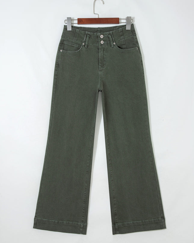 Mist 2-Button High Waist Flared Bottom Jeans