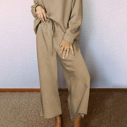 Navy Blue Ultra Loose Textured 2pcs Slouchy Outfit Set