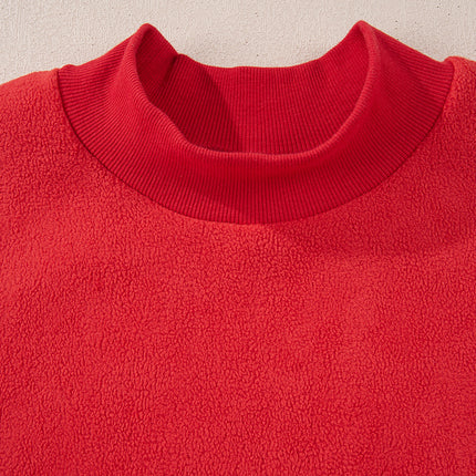 Bright Pink Oversize Drop Shoulder Reversible Mock Neck Sweatshirt