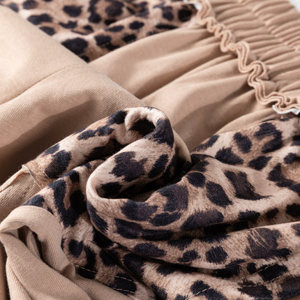 Straw Yellow Leopard Patchwork Wide Leg Pants