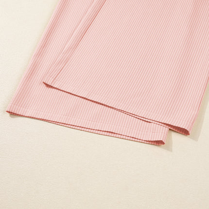 Pink Stripe Drawstring Plus Size Loose Pants