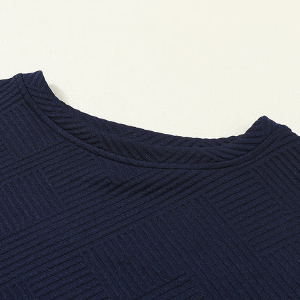 Navy Blue Ultra Loose Textured 2pcs Slouchy Outfit Set