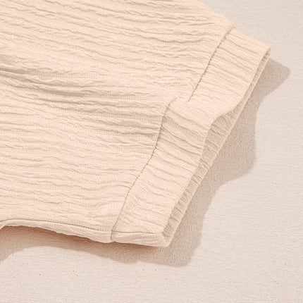 Pink Textured V Neck T Shirt and Shorts Set