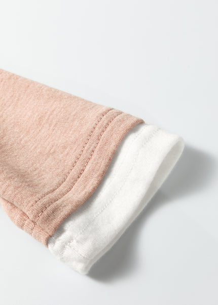 Smoke Gray False Two Piece Color Block Patchwork Long Sleeve Top