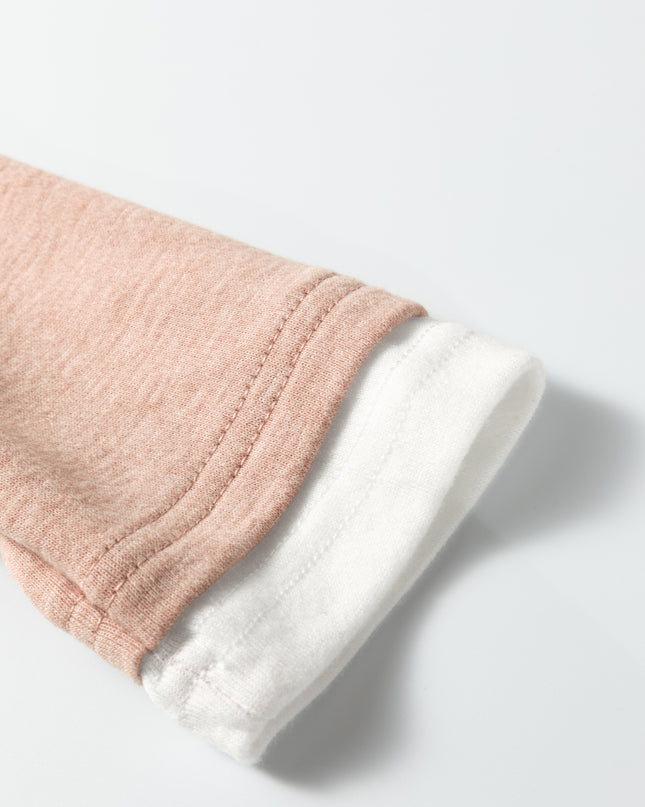 Smoke Gray False Two Piece Color Block Patchwork Long Sleeve Top