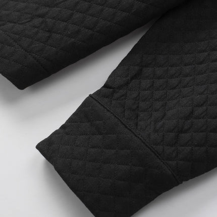Black Retro Quilted Flap Pocket Button Shacket
