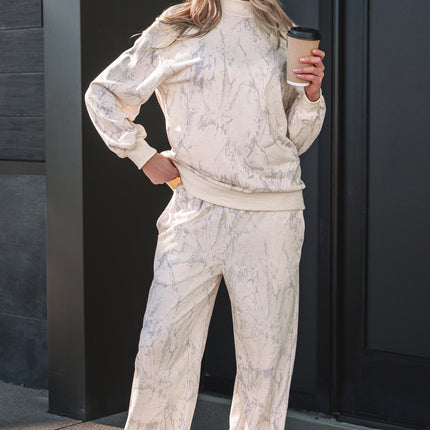 Khaki Camo Print Jogger Pants Set
