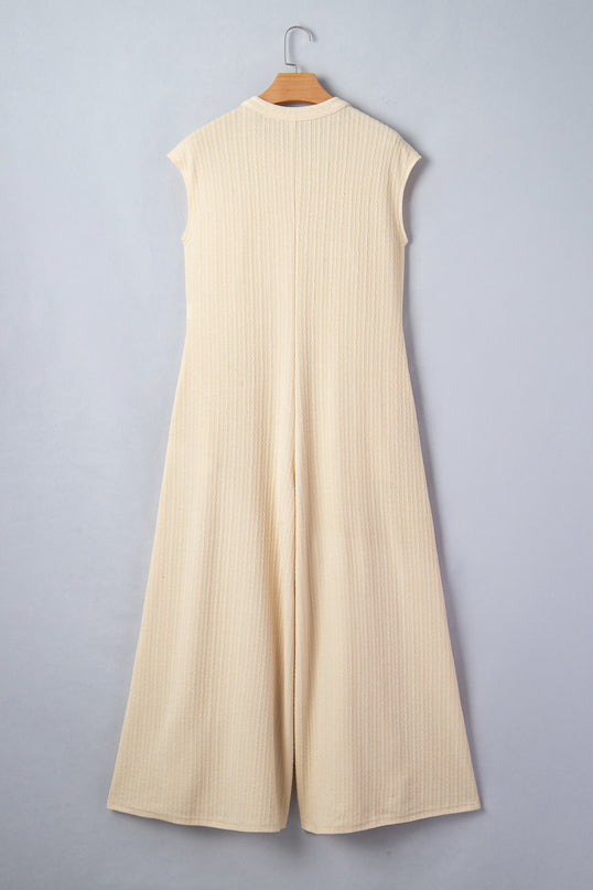Ribbed Knit Wide Leg Jumpsuit