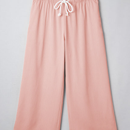Pink Stripe Drawstring Plus Size Loose Pants