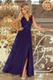 Dark Blue Sleeveless Dress with Embroidered Cleavage – LEA