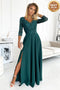 Green Lace Long Dress with Neckline – Amber