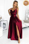 Burgundy Satin Maxi Dress with Straps – Chiara
