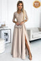 Beige Lace Dress with Leg Slit – Amber