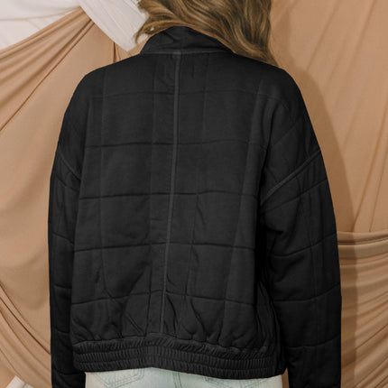 Green Zip-Up Pocket Quilted Jacket
