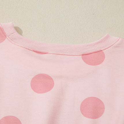 White Polka Dot Printed Long Sleeve Flared Mini Dress