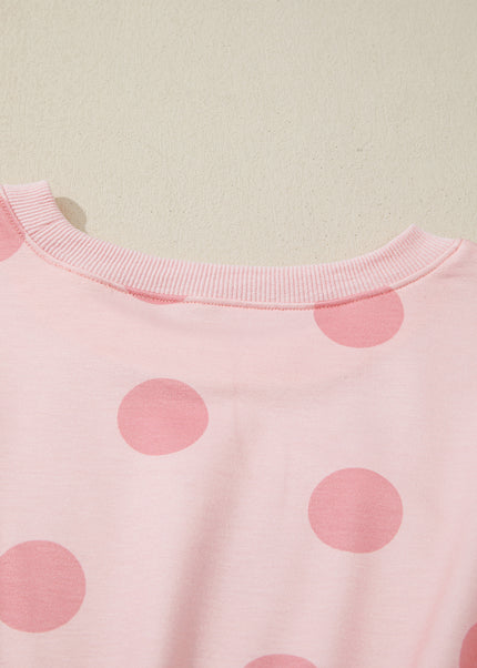 White Polka Dot Printed Long Sleeve Flared Mini Dress