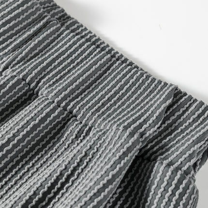 Dark Grey Twisted Ribbed High Neck Loose Tee Elastic High Waist Loose Pant Set