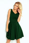 Dark Green Flared Dress with Heart-Shaped Neckline