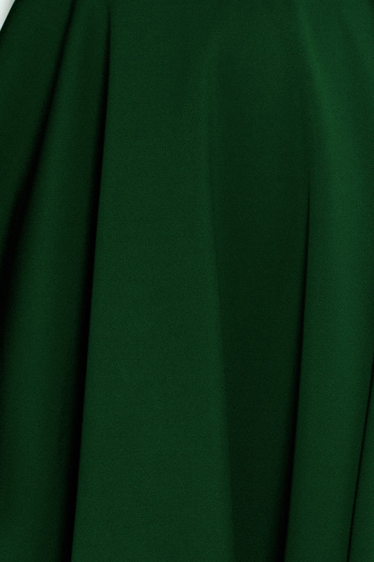 Dark Green Flared Dress with Heart-Shaped Neckline