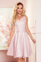 Powder Pink Flared Dress with Heart-Shaped Neckline