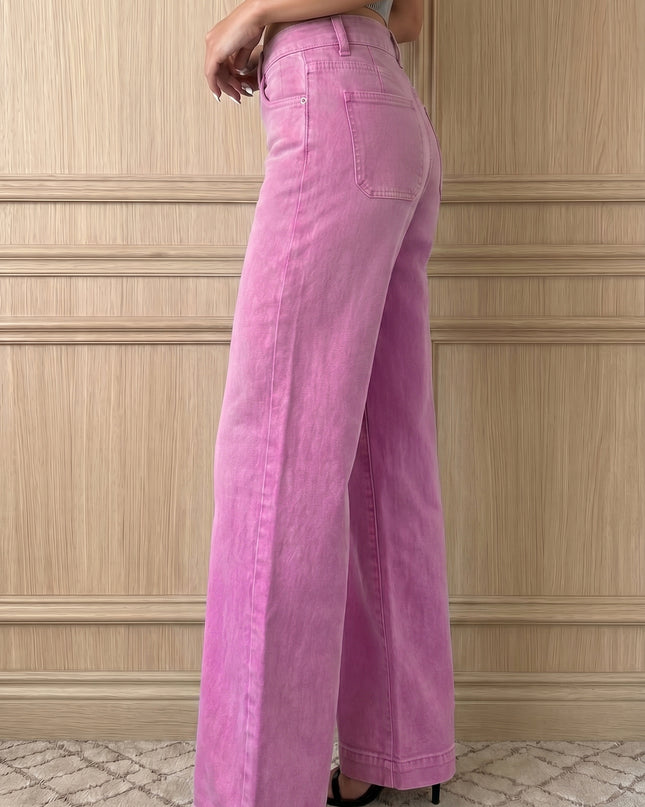 Mist 2-Button High Waist Flared Bottom Jeans
