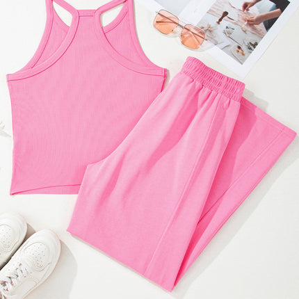 Sachet Pink Slim Ribbed Tank Top and Sweatpants Set