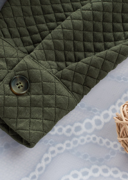 Black Retro Quilted Flap Pocket Button Shacket