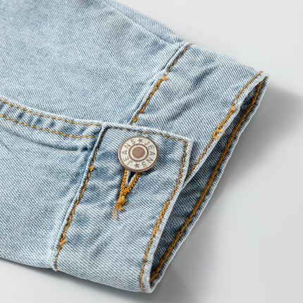 Beau Blue Draw-cord Hem Light Wash Denim Jacket