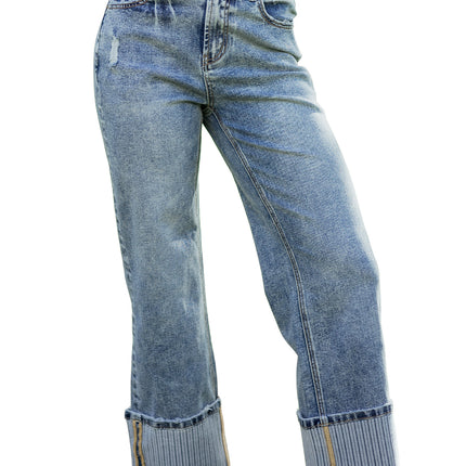 Ashleigh Blue Cuffed Straight Loose Jeans