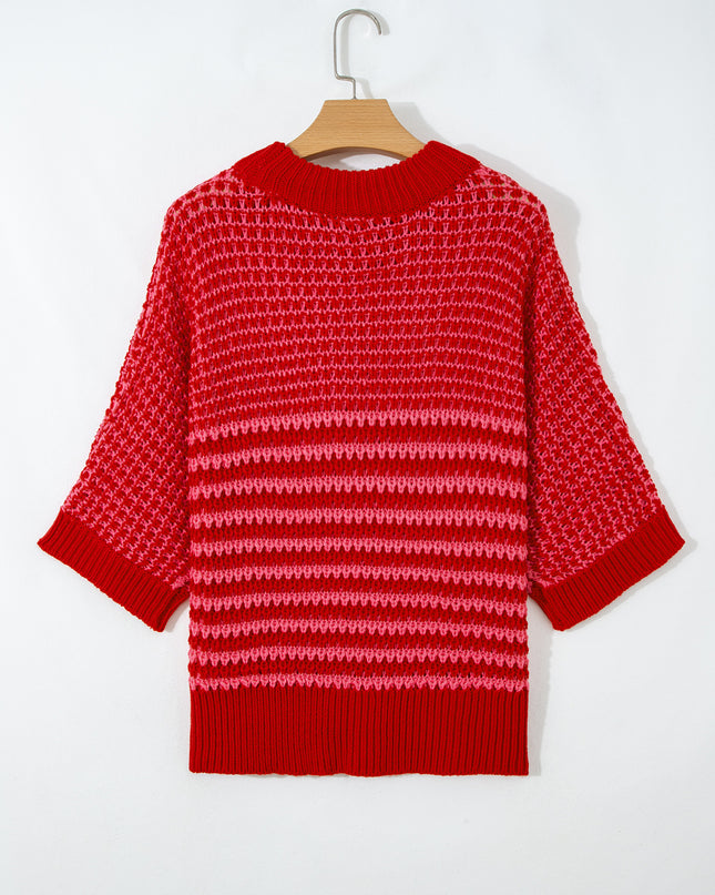 Red 3/4 Draped Sleeve Slouchy Sweater