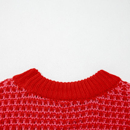 Red 3/4 Draped Sleeve Slouchy Sweater