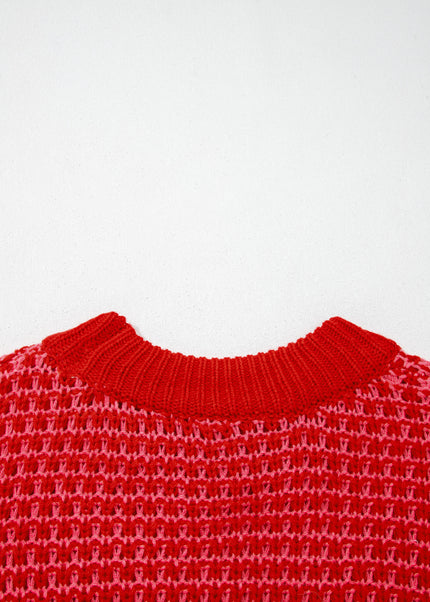 Red 3/4 Draped Sleeve Slouchy Sweater